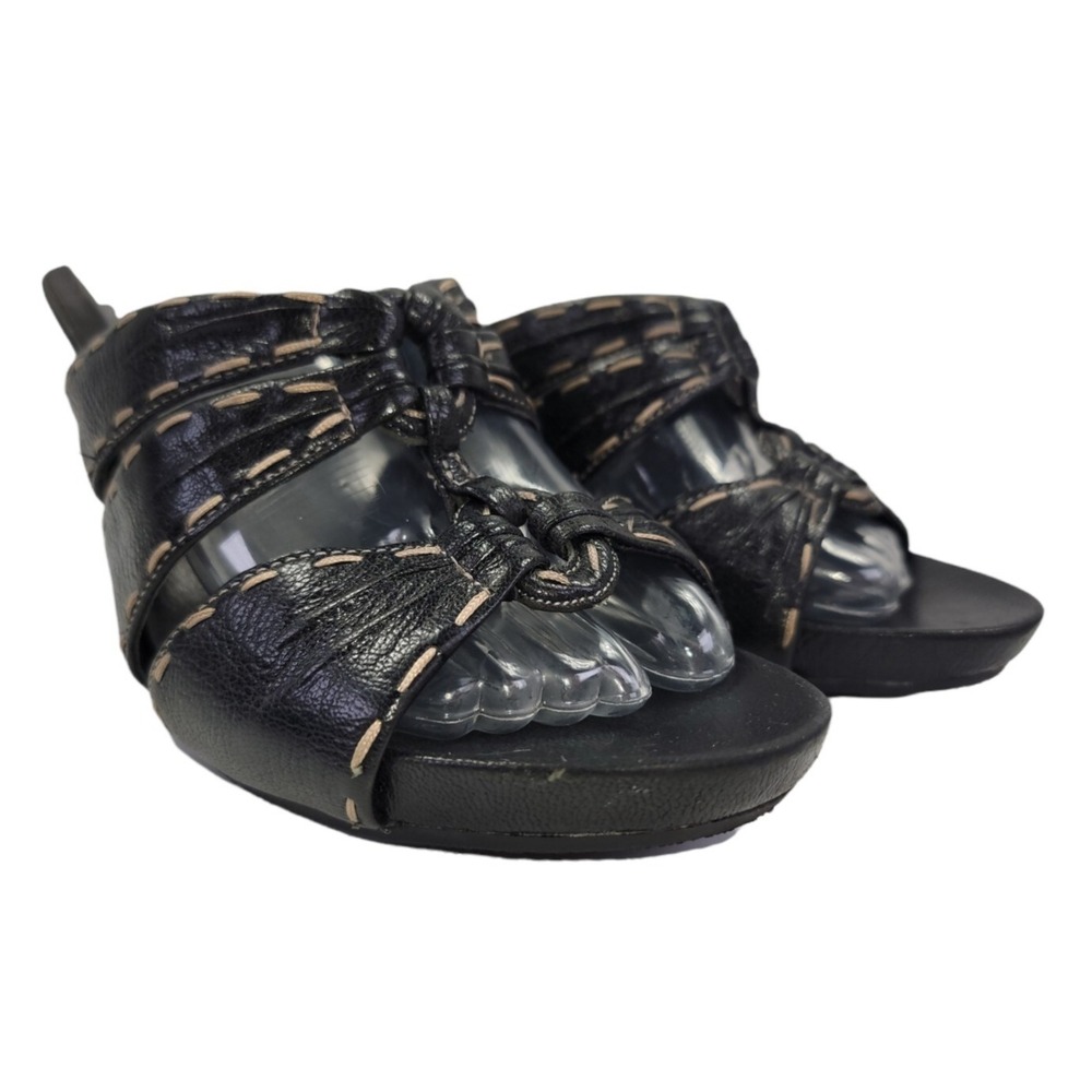 Clarks Artisan Women's Black‎ Leather Comfort Heeled Sandals Size 9 M